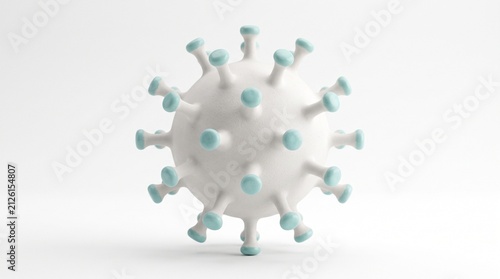 Minimalist 3D White Ceramic Virus Particle Model