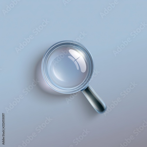 Digital art of a magnifying glass symbol with gentle shadows on a neutral backdrop