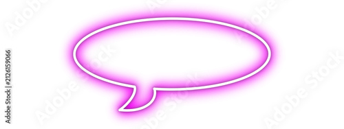 Glowing pink neon speech bubble isolated, PNG background, template