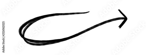 Black curved arrow pointing right on simple background