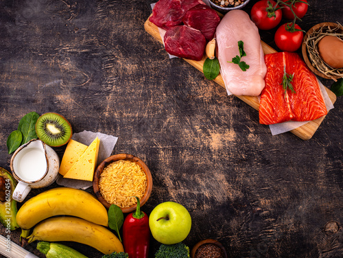 Clean eating balanced protein healthy food.