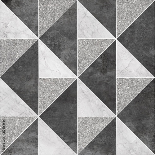 Modern Geometric Seamless Tile Pattern collection with Wood, Marble, and Concrete Textures for Interior Floor and Wall Design. High-resolution seamless geometric tile pattern background 