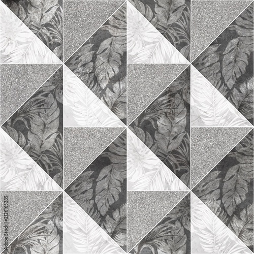 Modern Geometric Seamless Tile Pattern collection with Wood, Marble, and Concrete Textures for Interior Floor and Wall Design. High-resolution seamless geometric tile pattern background 