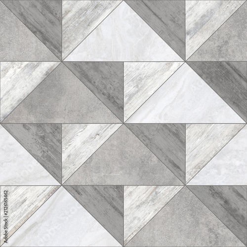 Modern Geometric Seamless Tile Pattern collection with Wood, Marble, and Concrete Textures for Interior Floor and Wall Design. High-resolution seamless geometric tile pattern background 