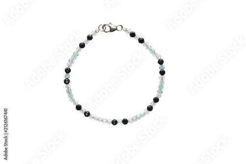 blue beads on a white background