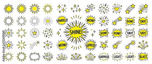 Hand-Drawn Starbursts, Comets, and Celebration Graphics Collection