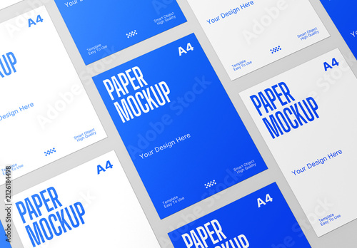 Top View Flyer Paper Grid Mockup