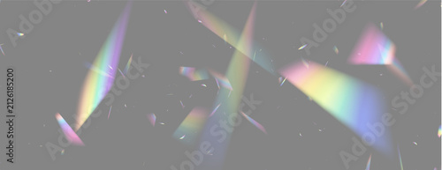 Принти на полотні Fragmented colorful light beams scattering diagonally across a dark background w