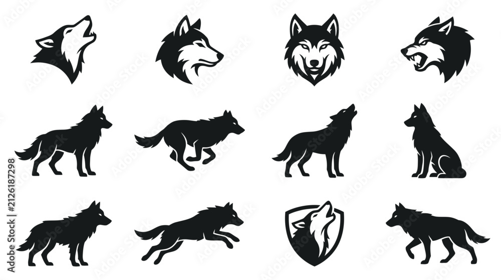 Obraz premium set of dog silhouettes