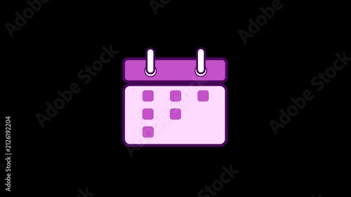 Glowing purple calendar icon on black background representing schedule and planning