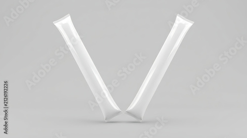 White thunder sticks mockup for cheering and event promotion isolated on grey background