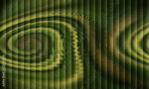 Принти на полотні Abstract green and yellow striped background with wavy lines and textured surfac