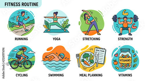 Foto Healthy Lifestyle Activities Collection Isolated