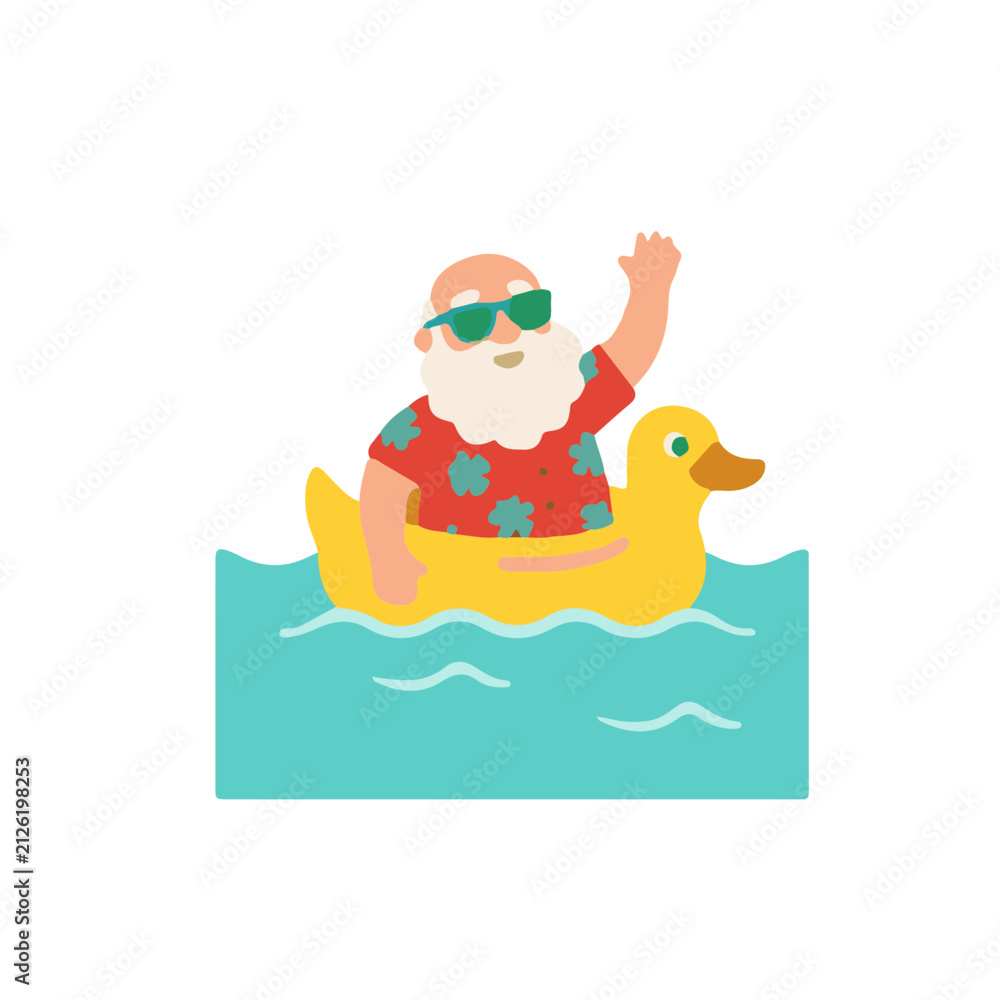 Fototapeta premium Summer Santa Claus Beach Icon Vector