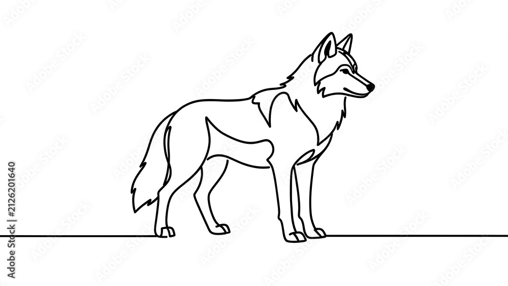 © Cika - Minimalist wolf line art on white background. © Cika - Minimalist wolf line art on white background.