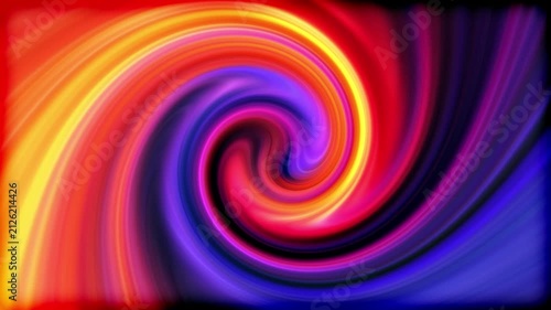 Gradient swirling background in blue and orange abstract swirl. Twirl in rotating loop with smooth gradients. Magic glowing circle lines spinning animation. Dynamic motion high quality 4K video
