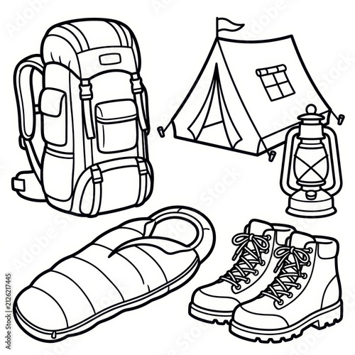 Camping gear vector illustration