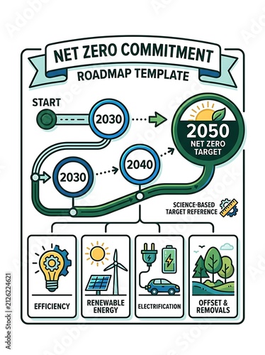 Net zero commitment roadmap template for sustainable strategy goals