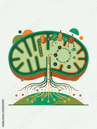 Conceptual diagram of cellular respiration and energy production
