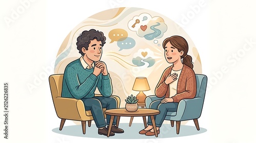 Counselor listening to woman during mental health therapy session