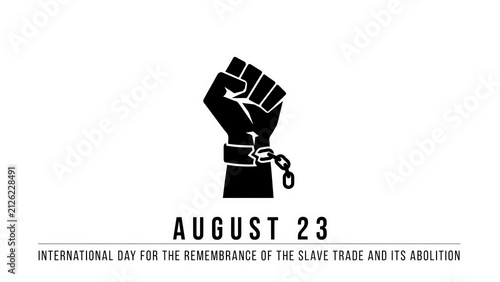 Black fist icon with chain symbolizing slave trade abolition