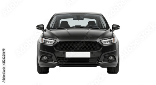 Konstfotografi Front view of a sleek black sedan with a modern grille and sharp headlights