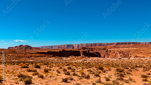 Mountain range views desert landscape before walking to Horseshoe Bend Antelope Canyon Arizona