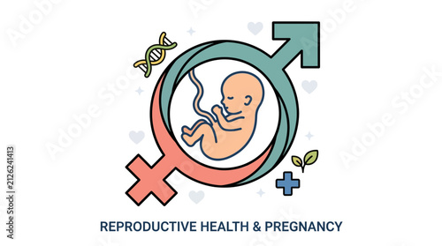 Foto Conceptual Illustration of Reproductive Health and Pregnancy Featuring Fetus, Ma