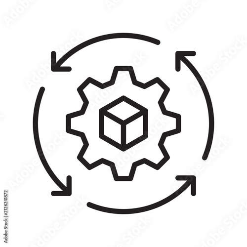 Product Lifecycle Line Icon Processing Gear Box Sync