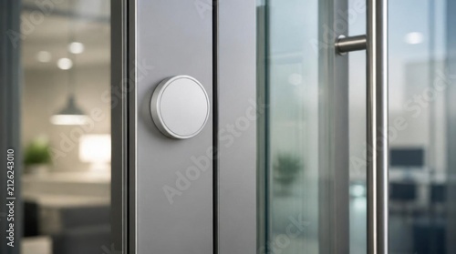 Modern Glass Door Handle Close Up in Office