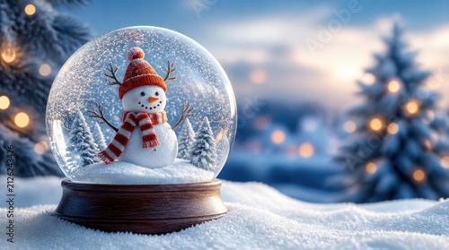 Winter Snow Globe Snowman Scene in Cozy Display