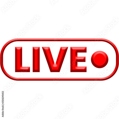 Live Button Icon, Red Live Streaming Sign, Online Broadcast and Video Recording Symbol