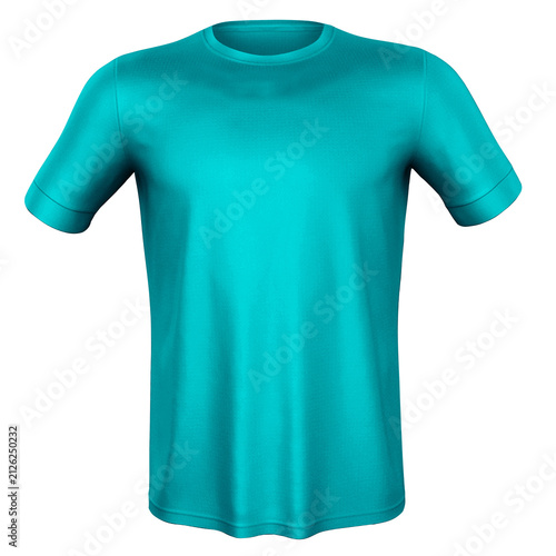 An Empty, Designer T shirt Mockup In Scuba Blue Color, To Help Your Design Easier And More Beautiful.