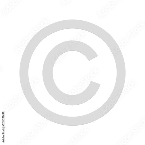Cuadro en lienzo Copyright symbol C in circle on transparent grey background