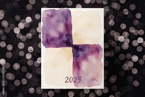 Abstract Purple Watercolor 2025 Poster Design.