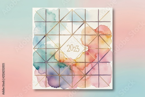 Pastel Geometric Watercolor Abstract Background.