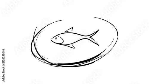 Simple fish sketch illustration on white background.
