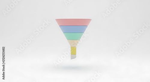 3D marketing funnel icon representing business sales conversion process
