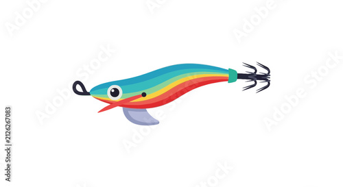 Obraz na plátně Colorful rainbow squid jig fishing lure for saltwater angling