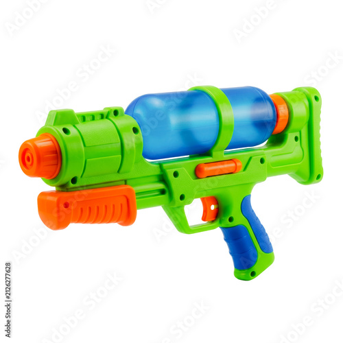 Green and orange plastic water gun toy