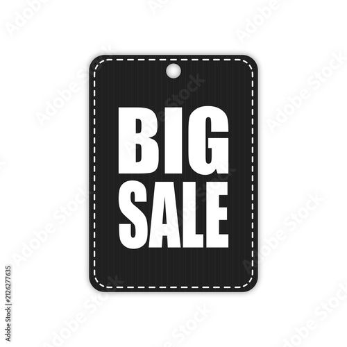 Big Sale Black Hanging Tag Label with Bold White Typography Promotional Discount Design