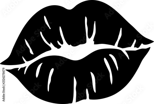 Black Lip Print PNG Isolated on Transparent Background