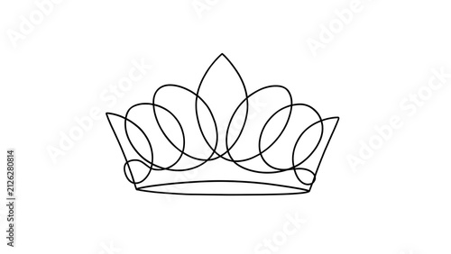 Elegant crown outline illustration white background.