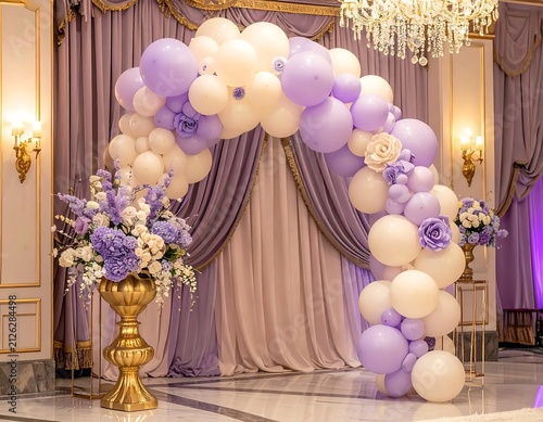 Elegant Balloon Arch Decoration for Wedding Ceremony and Event Backdrop.