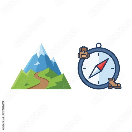 Hiking and adventure symbols