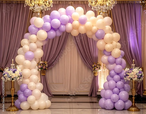 Elegant Balloon Arch Decoration for Wedding Ceremony and Event Entrance.
