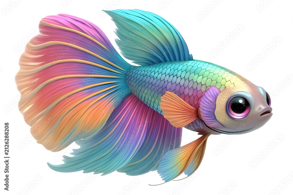 Fototapeta premium Colorful betta fish with flowing fins swimming