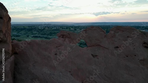Flying over Garden of the Gods at sunset