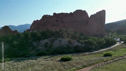 Drone perspective of Garden of the Gods rock formation