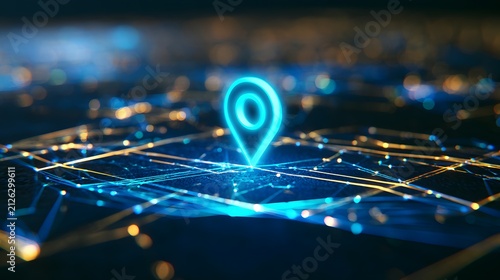 Moody glowing map pin for banners / バナー向けに情感的に描いた光る地図ピン